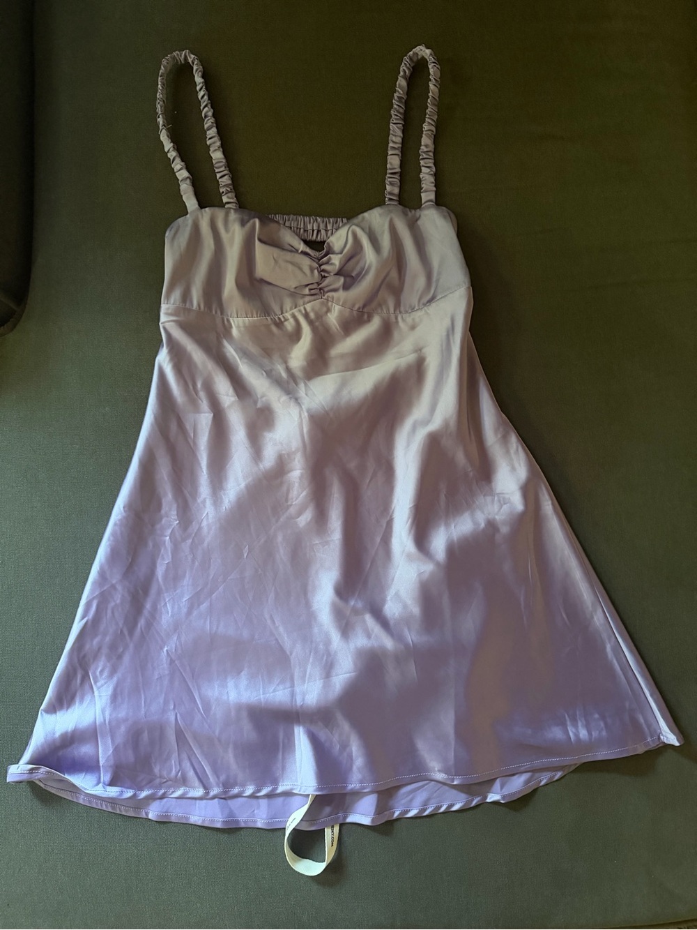 Lucy in the Sky Jacquard Babydoll Dress - Lilac with Ruched Straps
